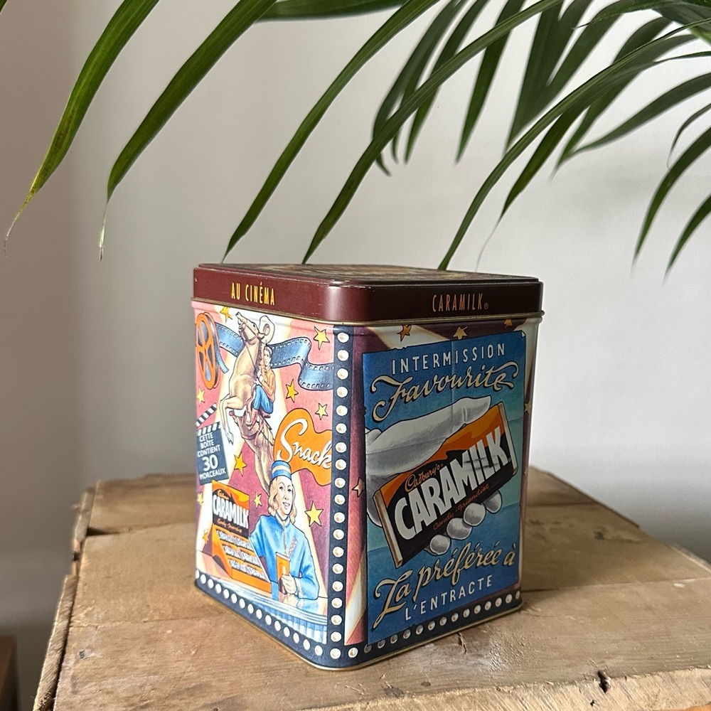 3 for $20 ✨ Cadbury Caramilk At The Movies Collector Hinged Tin. French/English.
